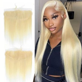 Blonde 613 13x4 Lace Frontal Only Straight Human Hair Transparent Lace Front Hair Extensions 18 Inch True to Length