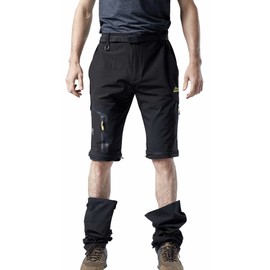 Mens Convertible Hiking Pants, Quick Dry Fishing Pants, Zip Off Stretch UPF 50 Outdoor Camping Pants with 5 Pockets Black Small