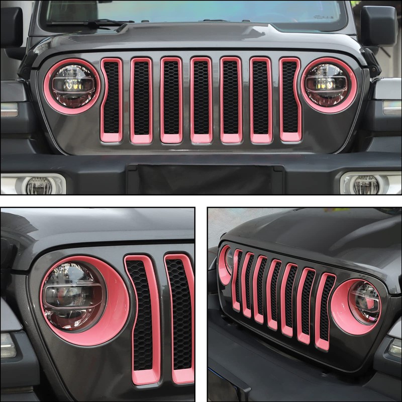 JeCar Front Grill Inserts & Headlight Trim Cover Exterior Accessories