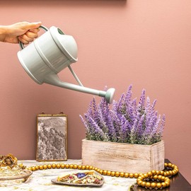 Farmlyn Creek - Regadera pequeña de plástico verde menta con cabezal de riego largo para jardín, plantas de interior y exterior, flores (0.4 galones)