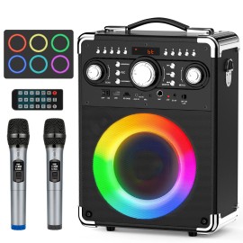 JYX Bluetooth Speaker Portable Karaoke Machine Subwoofer Party Essential Audio - karaoke machine Set with 2PCS Mics