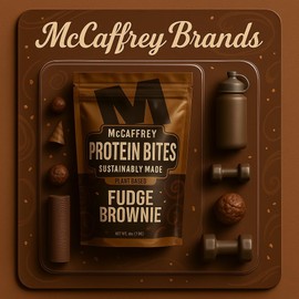 McCaffrey Protein Bites - Fudge Brownie Flavor - 5g Protein - Gluten-Free Energy Bites - High Fiber, Vegan-Friendly Snack - Pack of 6
