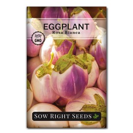 Sow Right Seeds - Rosa Bianca Eggplant Seed for Planting - Productive Variety Prized by Chefs - Non-GMO Heirloom Packet with Instructions to Plant an Outdoor Home Vegetable Garden - Pink and White (1)