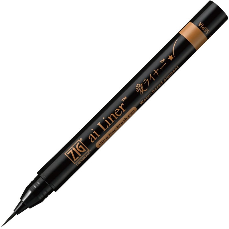 Kuretake ED101-605 Brush Pen, Love Liner, Ultra Fine Point, Sepia