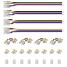 PAUTIX 12mm Connectors for RGB+CCT COB LED Strip Light,6-Pin Solderless Terminal Connection Kit,Dual-End Extension Connector,L-Shaped/Corner Connector,Strip to Wire Connector,Gapless Connector,24V/12V