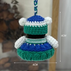 KAWAVE Handmade Crochet Ornaments, Cute Bear Badminton Hanging Ornament for Rear View Mirror, Backpack, Bags, Christmas Tree, Hanging Accessories for Girls Women Birthday, (Red)