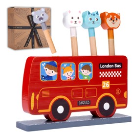 Jaques of London Pop Up Bus Wooden Toys | Pop Up Toy | Toddler Educational Game | Gifts & Toys for 1 2 3 Year Boy Girl | Since 1795