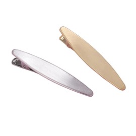 yangzerang 2 Pcs Simple Duckbill Hair Clips Barrettes Gold Silver Metal Alligator Hair Pins No bend No Crease Hair Clips Non-Slip Metal Bangs Hair Pins