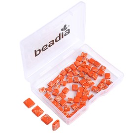 Beadia Cuentas de piedra de jaspe imperial naranja, cuentas Tila de 5x5mm cuadradas, cuentas espaciadoras de 2 agujeros para hacer pulseras y aretes DIY, 15 pulgadas/hebra