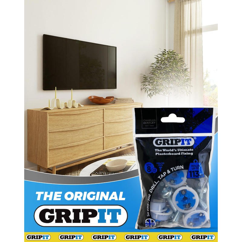 Gripit Blue Plasterboard Fixings - Pack of 8 - Heavy