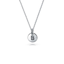 Tiny Minimalist Abc Round Disc Block Letter Alphabet A-Z Initial Pendant Necklace for Teenagers for Women 925 Sterling Silver, There is no value for that., No Gemstone