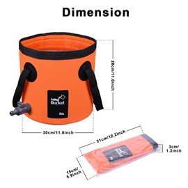 iGreely Folding Bucket, 20L Handy Folding Bucket, Easy to Clean with Tap - Perfect for Plumbing, Cleaning, Camping, Hiking, Fishing (Orange, 20L)