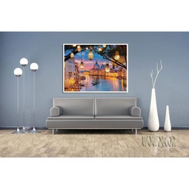 WOWDECOR Paint by Numbers Kits for Adults Kids, DIY Oil Painting - Light Lamp City Landscape 16x20 inch (Frameless)