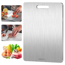 Qaestuan Titanium Chopping Board, Titanium Cutting Board, Kovali Titanium Chopping Board, Stainless Steel, Double-Sided Food Grade Chopping Board, Chopping Board for Meat for Fruit, Veget