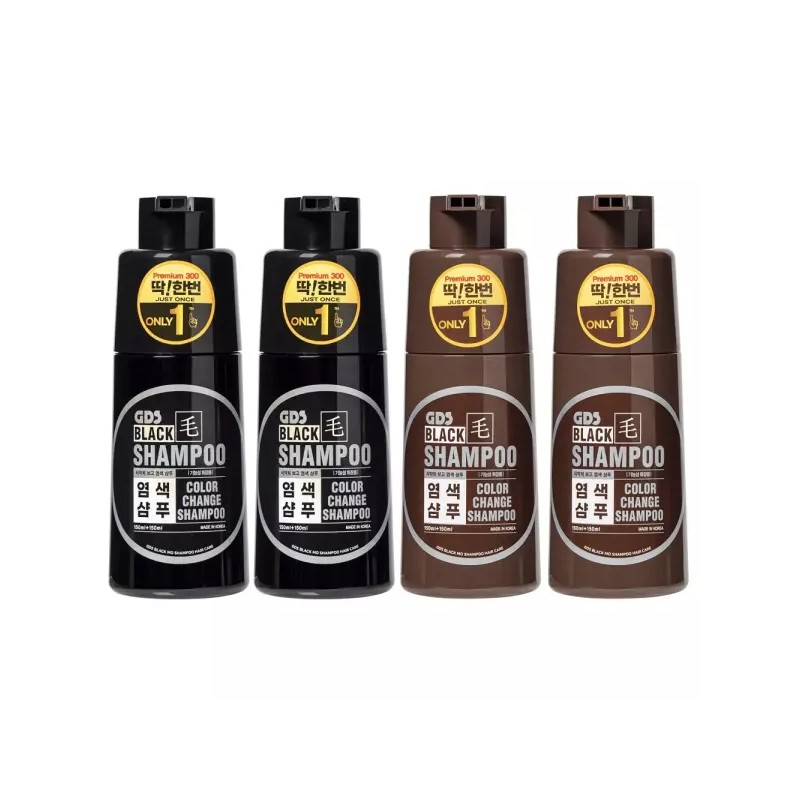 DdakHanBeon 딱한번 염색 샴푸 프리미엄 300 300ml 4통 [흑색4통] Once