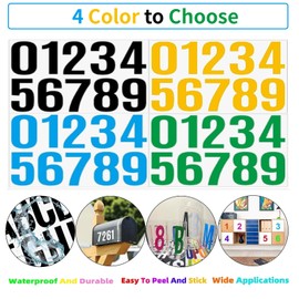 10 Sheets 100 Pcs Vinyl House Numbers for Mailbox, 4 inch Self-Adhesive Number Stickers,Waterproof Mailbox Numbers Sticker for Mailbox,Window,Door,Business,Cars,Boats,trash can,Address Number (Yellow)