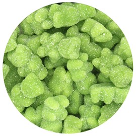 Green Gummy Bears Sugared, 1.3 Pound Resealable Bag, Green Candy, Green Apple Flavored, The Hampton Popcorn & Candy Company
