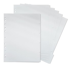 DY.2ten 5 Stacks, 2 Pairs Index A4 Divider Cards, 6 Holes, A4 Paper, Index Sheets, White, Heading, Index, Binder Notebook, Notebook, Notepad, Divider File, Stationery, Office Supplies