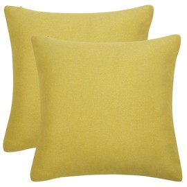 PiccoCasa Cushion Cover Waterproof Pillowcase Sofa Back Soft Nordic Solid Color Decorative Living Room Car Seat Garden Sofa Bedding 2 Pieces Yellow 45*45cm