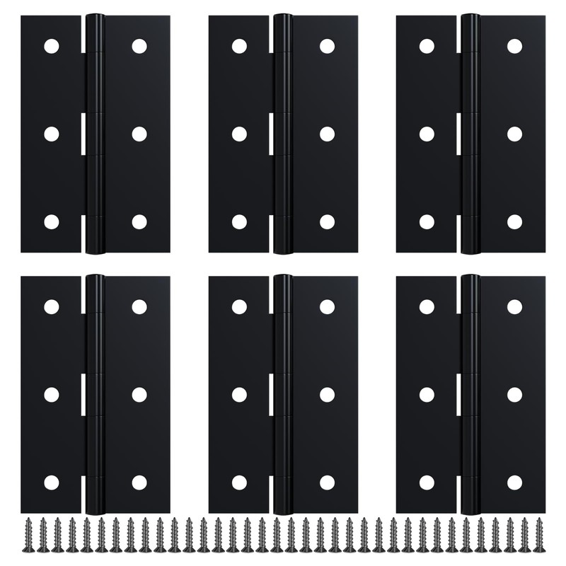 LEIFENY 6 Pack 2.5 inch Black Door Hinges, Small Hinge