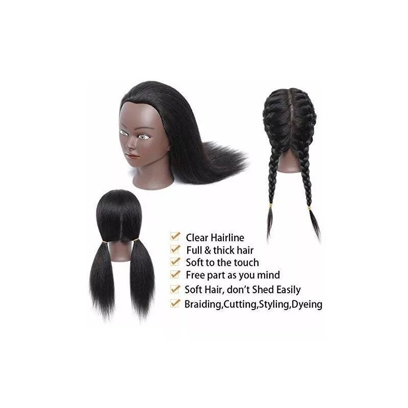 Maniqui Cabeza Cabello Natural Negro 40 Cm