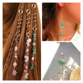 KISSITTY 32pcs Gemstone Connector Charms Natural Mixed Stone Chips Energy Healing Gem Pendants Dangles Decorations for DIY Necklaces Earrings Keychains Jewelry Making