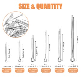 ISPINNER 150pcs 304 Stainless Steel Cotter Pin Clip Key Fastener Fitting Assortment Kit