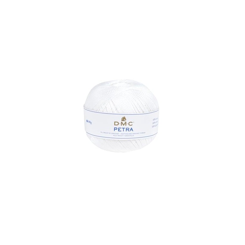 DMC Petra Yarn, 100% Cotton, White (B5200), Size 5