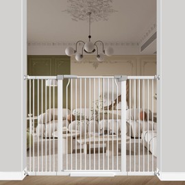 Qonimm 40.55" Extra Tall Baby Gate -49.2"-54.7" Extra Wide Baby Gate Pet Gate for Stairs and Doorways-1.37" Ultra Narrow Spacing Pressure Mounted Dog Gate with One-handed Operation