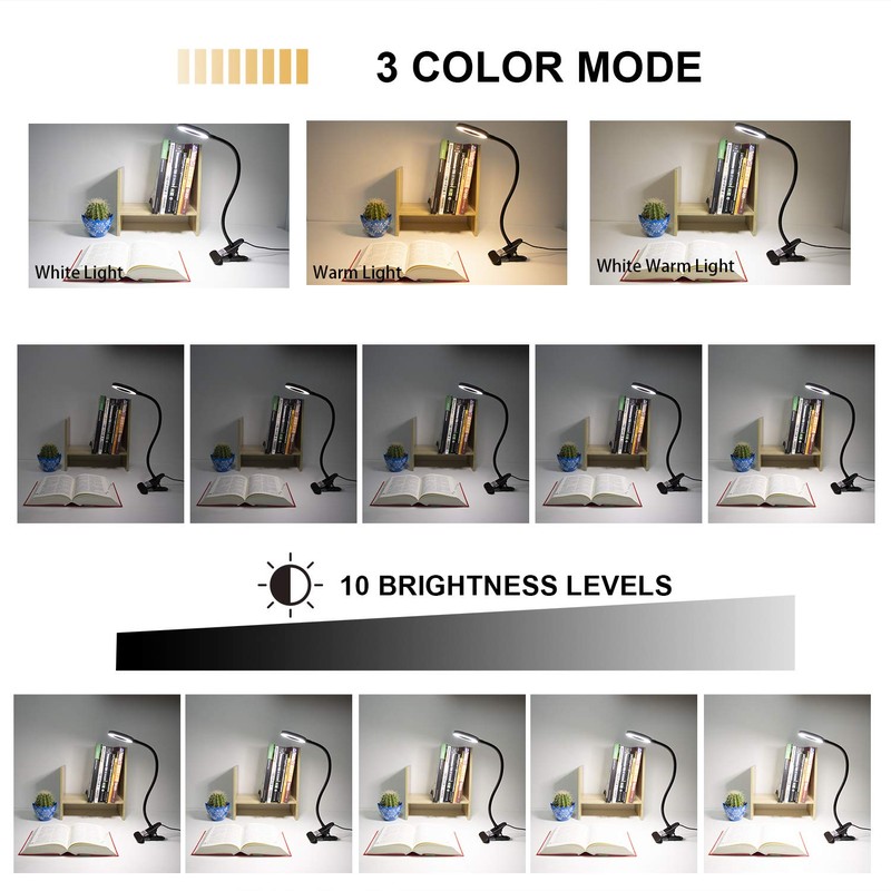 Clip Light Reading Lights - QQAPPU 24 LED Clamp-on Desk
