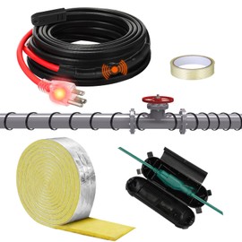 Relaxweex 3 Pcs Heat Cable 30FT for Pipe Freeze Protection and Outdoor Extension Cord Safety Cover Waterproof and 31FT Foil Backed Fiberglass Wrap Pipe Insulation Foam Wrap for Water Pipe