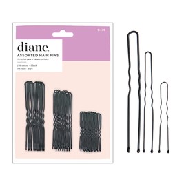 Diane Hair Pins for Women Bulk Pack of 100 Assorted Sizes Jumbo 3, Large 2.5, Medium / Small 1.75 - Black, Crimped Design with Ball Tips, D475-100 Count(Pack of 1)