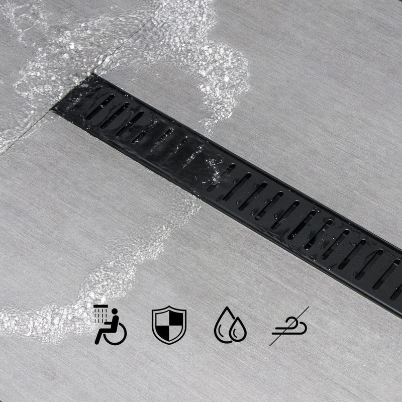 SaniteModar Linear Shower Drain, 36 inch Black Shower Drain with