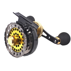 Wellvie Cassette Fishing Squid Reel Chinu Drop Right Winding 2.6:1 Aluminum Machine Cut 6+1BB Raft Reel, Loofah Fishing, Single Axis Reel, Tyco Reel (Gold)