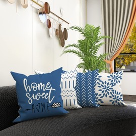 YCOLL Cushion Covers 40 x 40, Set of 4 Linen Cushion Covers, Decorative Cushion Covers for Sofa, Garden Bed, Couch Cushion, 50 x 50 cm (Set of 4)