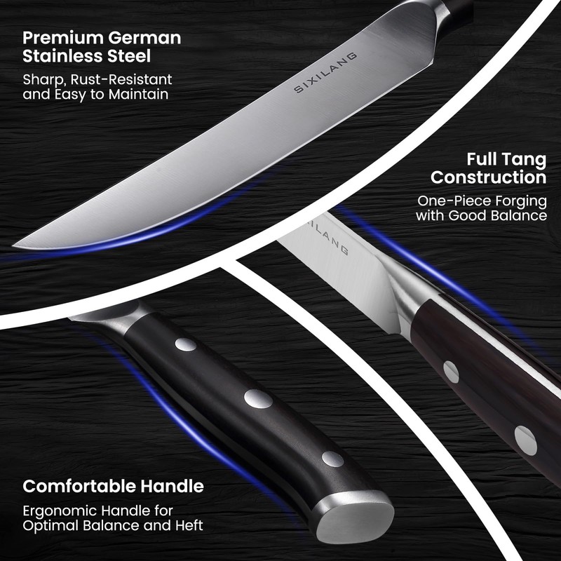 SIXILANG Steak Knives Set of 6 Piece - Sharp Stainless