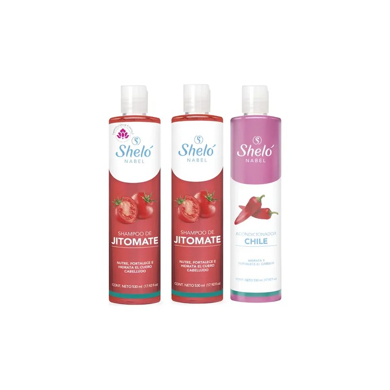 2 Shampoo Jitomate 530ml Acondicionador Chile Shelo Nabel