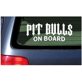Pit Bulls On Board - White Vinyl Window Sticker Decal Pitbulls