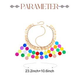 Yikisdy Rainbow Sequins Dot Head Chain Sparkle Gold Coin Headpiece Chains Rave Tassel Hair Accessory for Women