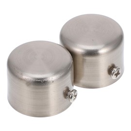 BESPORTBLE Curtain Rail Support Ends, 2Pcs Silver Drapery Rail Pole Head Cap Decorative Window Curtain Rail End Metal Curtain Rod Pole Finials Ends, 28mm