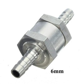 2PCS 6mm One Way Non Return Check Valve Aluminum Alloy Silver for Car Fuel Line Oil Fuel Petrol Diesel Water (6MM)