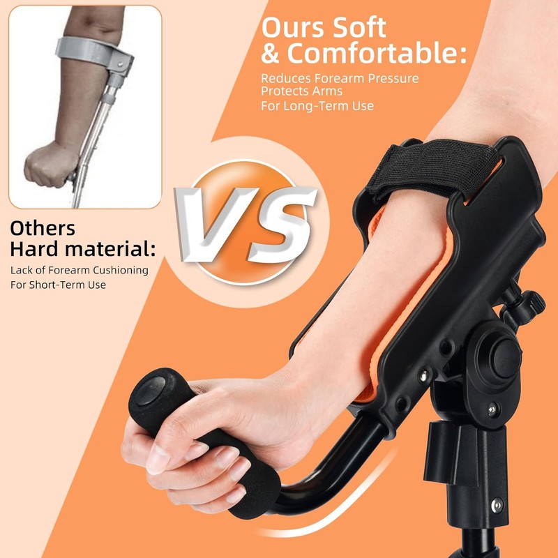 Adjustable Forearm Crutches for Adults – 10-Level Height Ergonomic Arm