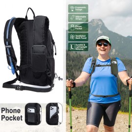 Insulated Hydration Backpack Pack with 2L Water Bladder Lightweight 22L Hiking Backpack Bag for Women Men Daypack for Hiking Running Festival Camping Biking (Black)
