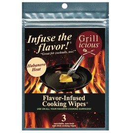 Grillicious | Flavor Infused Cooking Wipes | 1 Pack of 3 Flavor Enhancer Cooking Surface Wipes | Cooking & Grilling Accessories (Habanero Heat)