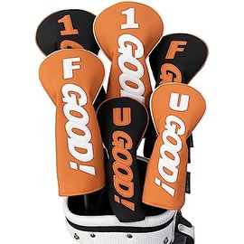 PU Leather Golf Headcover Cover for Driver 440cc 460cc Wood Cover Utility UT Cover GOOD NO.1 Single, Set (Orange, UT 1 Piece)