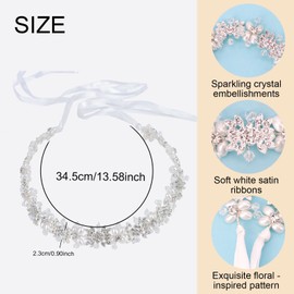 Norbiariz 1 Pack Flower Girl Hair Accessory, Flower Headband, Weddings Hair Accessories, Tiara for Little Girl - Pearl & Silver Flower Crown Headband for Weddings, Birthdays
