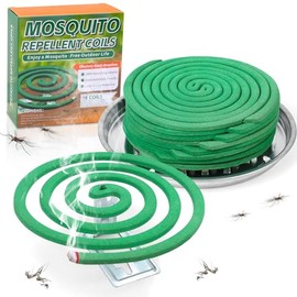 16 Pack Natural Mosquito Coils with 1 Holder & 6 Stands, Long-Lasting Outdoor Mosquito Repellent for Patio, Camping, Yard, Garden, Backyard, 4-5 Hours Burn Time, Effective Citronella Mosquito Killer