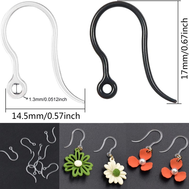 Comfort Safety Non-Allergenic Plastic Earring Hooks, Ear Wire Anti Allergy