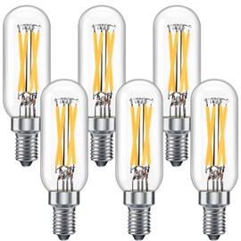 PADMO LUDAZ Dimmable T6 LED Light Bulb,E12 Candelabra Bulb 40 watt(4W),T25 LED Bulb for Chandelier,Ceiling Fan,Living Rooms,Dining Rooms,Kitchen,Warm White 2700K 400LM,Pack of 6