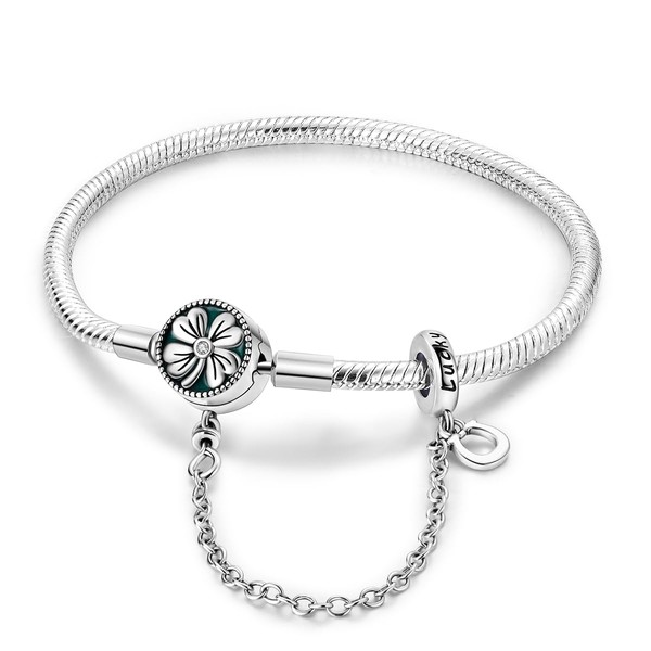 MULA 925 Sterling Silver Snake Chain Charm Bracelet Butterfly Heart